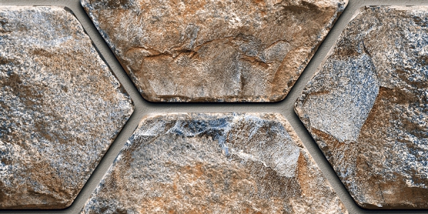 Elevation Wall Cladding Glazed Porcelain Tiles Hexa Brown Metrix