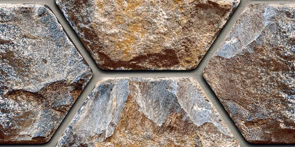 Elevation Wall Cladding Glazed Porcelain Tiles Hexa Brown Metrix