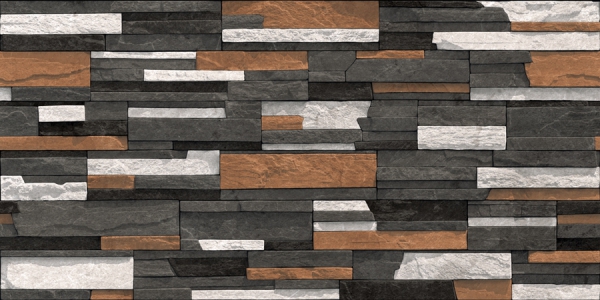 Elevation Wall Cladding Glazed Porcelain Tiles Lines Mix Metrix