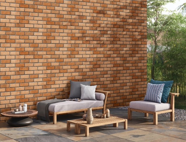 Elevation Wall Cladding Glazed Porcelain Tiles Cortex Nut Metrix