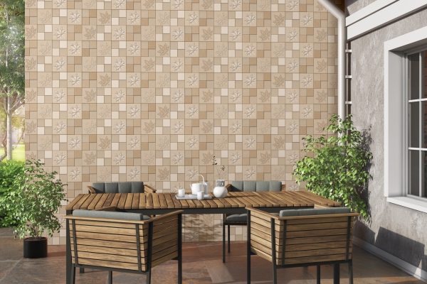 Elevation Wall Cladding Glazed Porcelain Tiles Botanic Beige