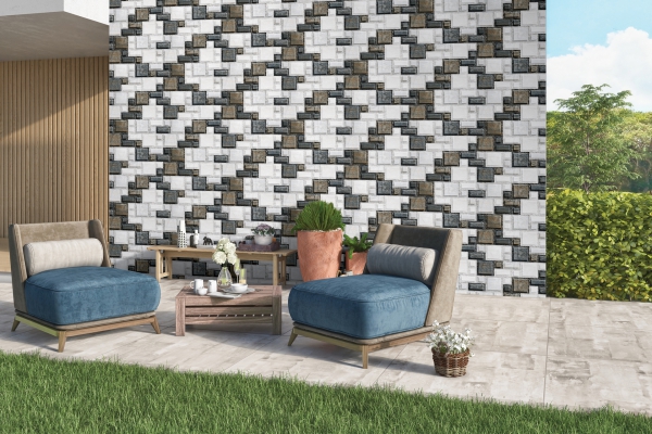 Elevation Wall Cladding Glazed Porcelain Tiles Storm Nero Metrix