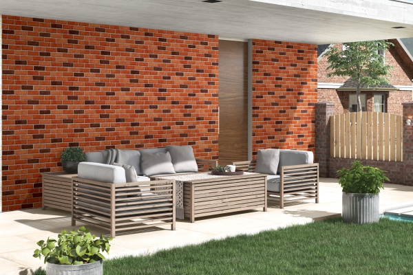 Elevation Wall Cladding Glazed Porcelain Tiles Cortex Rojo Metrix