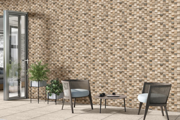 Elevation Wall Cladding Glazed Porcelain Tiles Mosiaco Beige Metrix