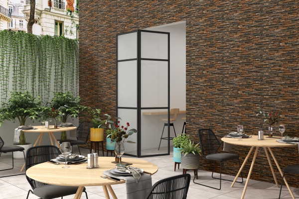 Elevation Wall Cladding Glazed Porcelain Tiles Estoril Oxido Metrix